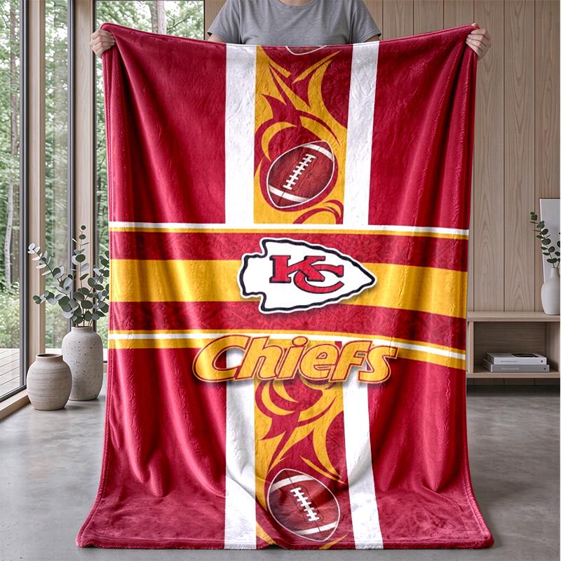 Football Chiefs Pride Flannel Fleece Blanket Cozy Warm Throw Blanket For Couch Bed Travel All Season Use