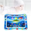 Baby Water Play Mat PVC Inflatable Fish Patterns Rectangle Shaped Water Pad for Children Blue