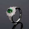 Женское вечернее кольцо в форме цветка, креативное дизайнерское кольцо на палец с зеленым кубическим цирконом, женские украшения для официальных случаев
