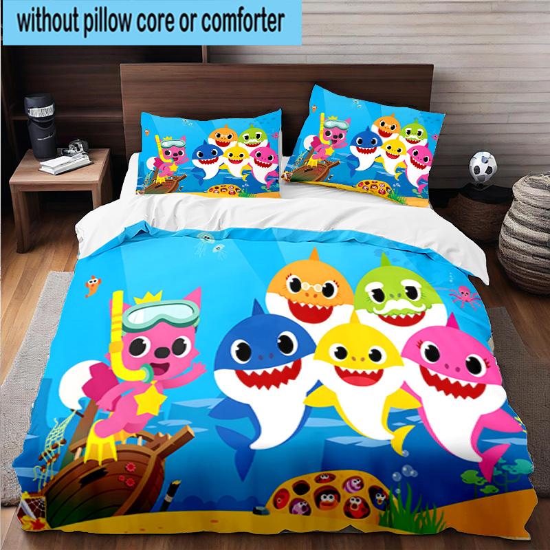 3PCS Cartoon Shark Dance Party 3pcs Bedding,Including 3PCS Duvet Cover And 2pcs Pillowcases Perfect for Christmas,Ideal for Bedroom, Dormitory