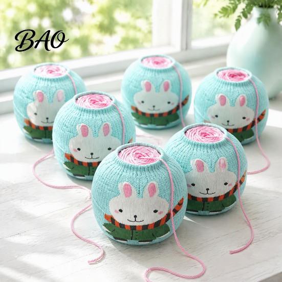Portable Yarn Bag Ball Storage Sleeve, Cartoon Rabbit Design, Reusable Soft Fabric Handmade Craft Gift Crochet Thread Holder, Dust Proof Organizer for