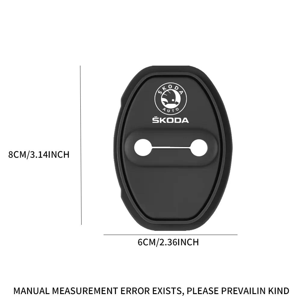 LQLT3 2/4pc Car Door Mute Damping Cushion Silicone Door Lock Buckle Door Protective Cover For Skoda Rapid Fabia 1 2 Karop Kamiq Superb