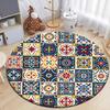 Moroccan Style Print Round Living Room Area Rug Camping Picnic Mat Non-Slip Yoga Door Floor Mat