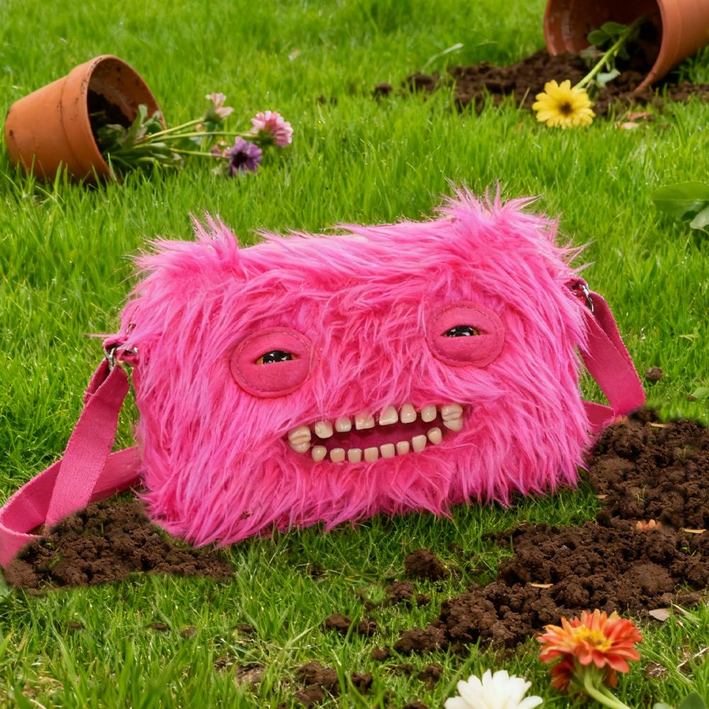 Ugly Cute Tooth Monster Plush Crossbody Bag With Chain Strap Funny Cartoon Animal Shoulder Purse For Girls