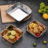 Stainless Steel Square Food Serving Trays Binaural Handle BBQ Plate Snack Dishes  Vegetable