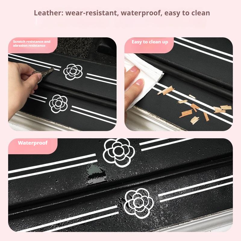 Universal Type Car Door Sill Protector Sticker Leather Door Threshold Protecto Anti Scratch Guard Wear Resistant Waterproof
