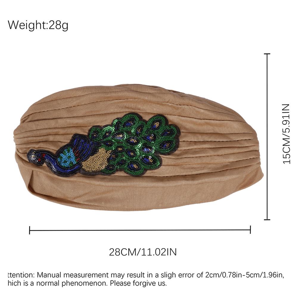 Multi-color Selection of Popular Sequined Peacock Accessories Indian Hats, Pleated Turban Hats, Ethnic Cloth Hats, Headdress Hat