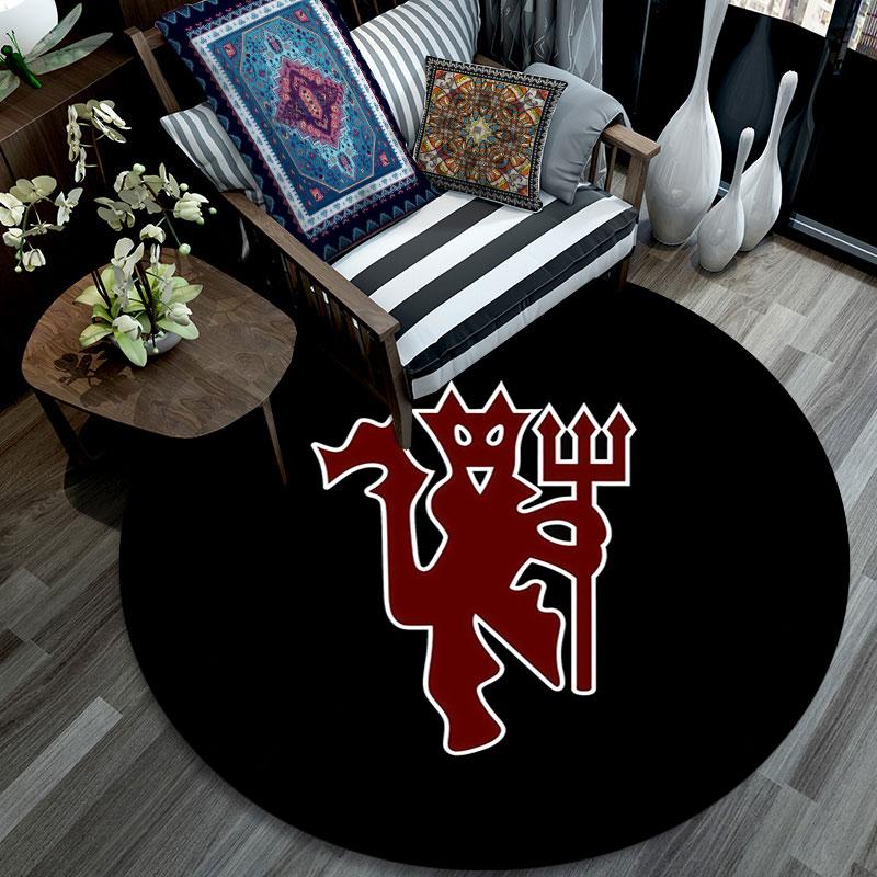 Man Utd pattern round rug,Carpet Rug for Living Room Bedroom Playroom ,Non-slip Floor Mat,Holiday Gifts and Birthday Gifts.