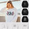 2023 Women Jesus Print Sweatshirt Faith Over Fear Streetwear Autumn Winter O-neck Pullovers Harajuku Female Hoodie Tops Clothing