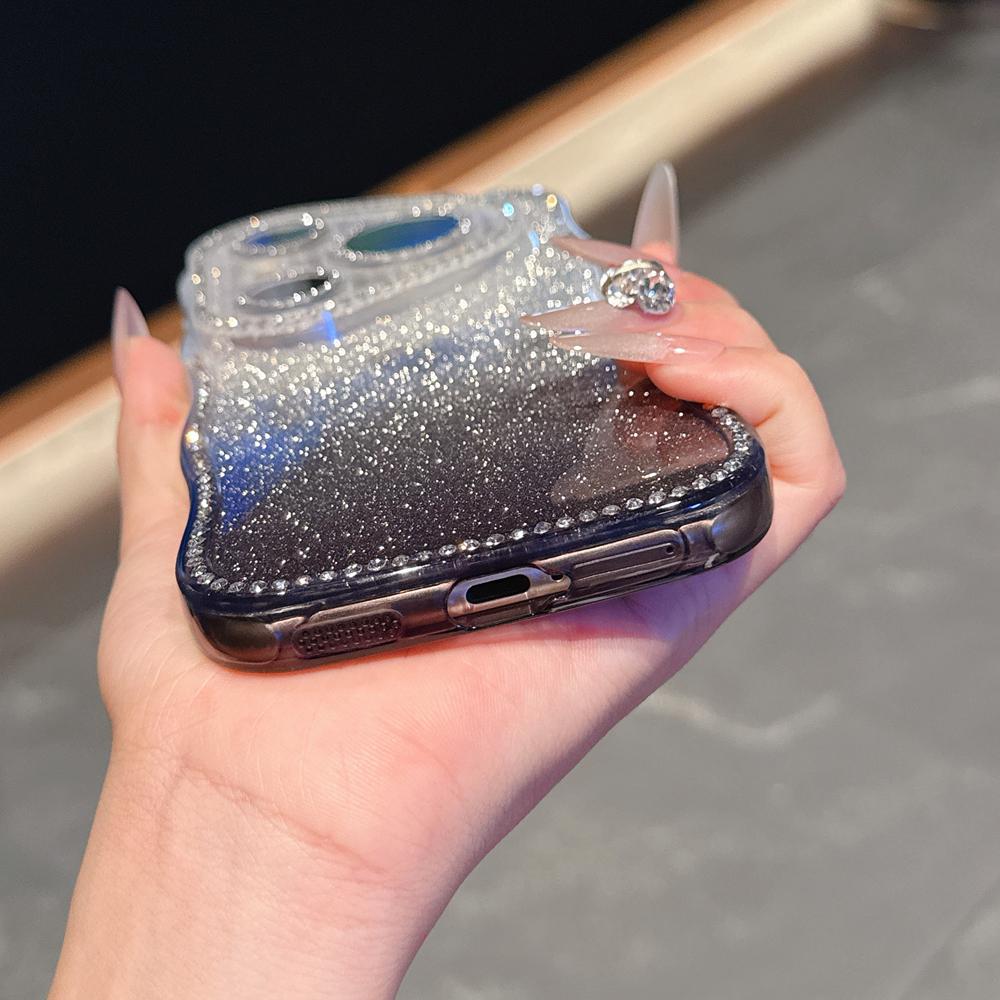 KEYSION Градиентный волнистый чехол для телефона с сердечком для Huawei Pura 70 80 Pro 80 70 Ultra, блестящий, с драгоценными камнями, протектор объектива, противоударный чехол