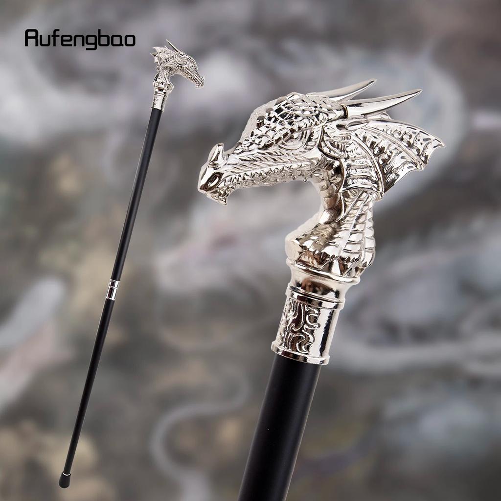 White Luxury Dragon Head Walking Cane Fashion Decorative Walking Stick Gentleman Elegant Cosplay Cane Knob Crosier 93cm