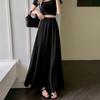 Длинная юбка из ледяного шелка, женские винтажные однотонные юбки трапециевидной формы с эластичной резинкой на талии, женские элегантные женские юбки миди для ужина и вечеринки