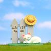 Cat Fence Resin And Hat With Moss Grass Decor For Photo Shoots Giving Gift