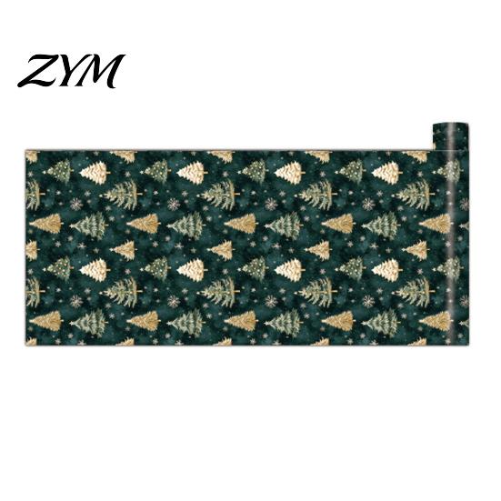 Luxury Gold And Green Wall Paper Christmas Tree Sticker, 150/300cm Peel Stick Wallpaper, Easy Apply PVC Sticker Removable Decal for Living Room