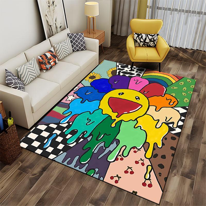 Colorful Dripping Smiley Design suitable as a non-slip mat for the living room or bedroom sofa