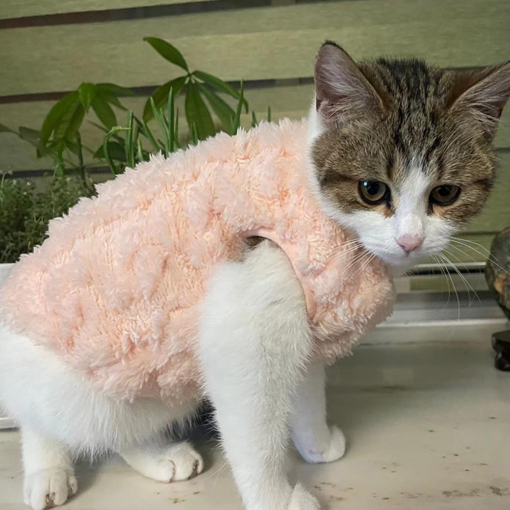 Dog Comfortable Fleece Pullover Pet Clothes Cute Wavy Double-sided Kitten Coats Sweater for Small Medium Dogs Cats Warm Winter Outfit Puppy