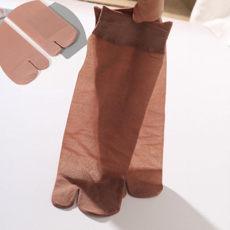 Высокоэластичные тонкие однотонные носки-гольфы с двумя пальцами для женщин, носки до икры с раздельными пальцами, весенне-летние спортивные носки из чистого хлопка