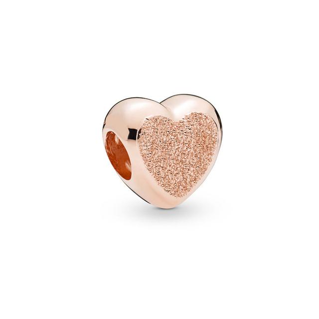 925 Sterling Silver Rose Gold Charms Open Heart Sparkling Polish Charm Pendant Clip Stopper Charms Fit Original Fashion Bracelet