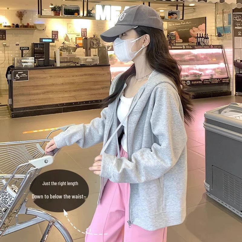 Женская толстовка с капюшоном оверсайз - Новый кардиган свободного кроя весна/осень 2024