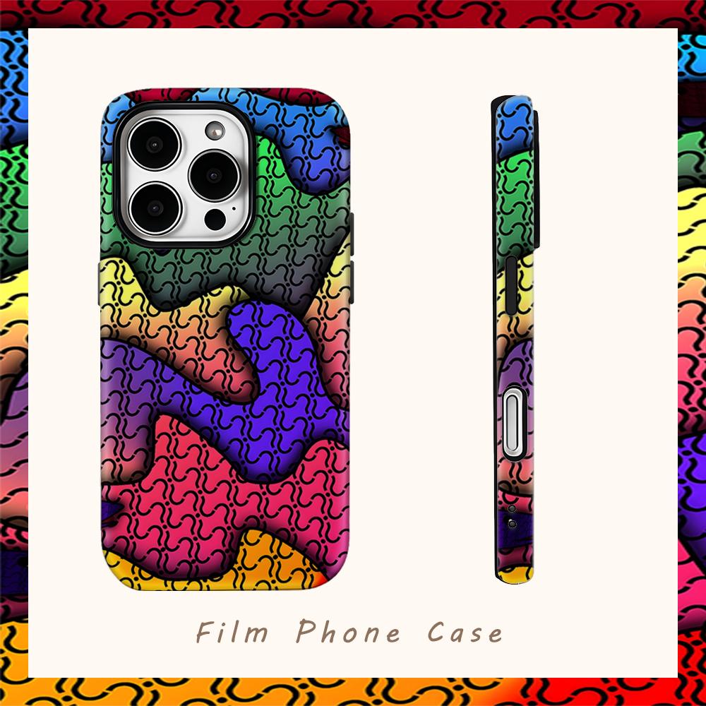 Rainbow Abstract Swirl Phone Case for IPhone 17AIR 16E 16 15 14 13 12 11 17 Pro Max Plus Double-layer Back Cover