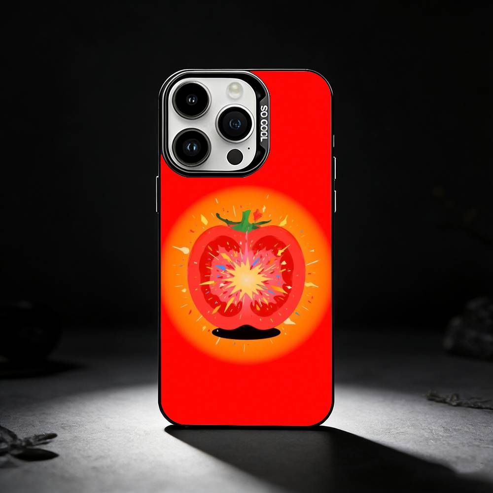 Ins cute Tomatoes Phone Case For iPhone 17,16,15,14,13,12,11 Plus,Pro Max,XS,Colored silver phone case
