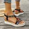 Fashion Fashion T-Strap Platform Sandals for Women New Mix Color Elastic Band Wedge Sandals Woman Summer Daily Open Toe Sandalias Female
