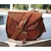 Goat Leather Vintage Saddle Bag Genuine Brown Messenger Shoulder Cross Body Bag