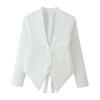 2026 Womens Fitted Short Blazer Pleated Design Single Breasted Casual Streetwear Jacket W017