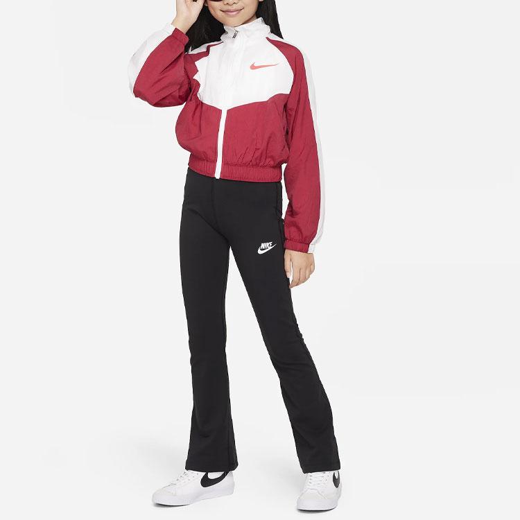 Nike Детские вязаные спортивные штаны, спортивная одежда, любимые модели, с логотипом, высокая талия, зауженный крой, черные, FJ6169-010