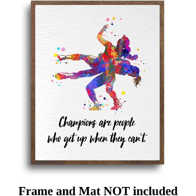 Dignovel Studios 8X10 Unframed Wrestling Girls Wrestler Sports pirational Quotes Watercolor Art Print Poster Wall Hanging Decor DN817