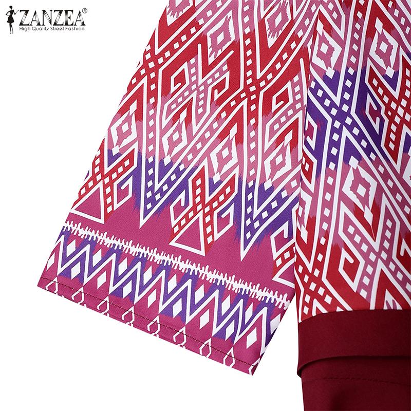 ZANZEA Женское повседневное платье с коротким рукавом, пэчворк, принт в стиле ретро, имитация двух частей