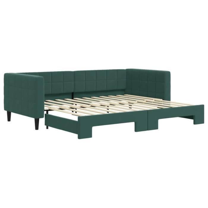 VidaXL Daybed with Pull-out Bed Dark Green 90x200 Cm Velvet 3196693