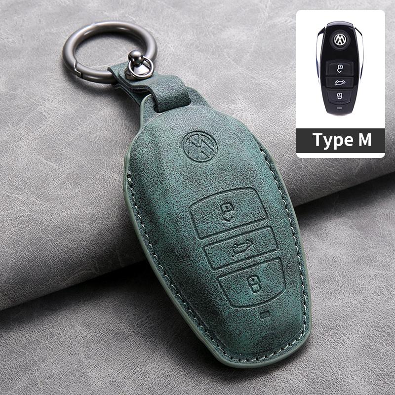 Suede Leather Car Key Case Shell Fob for VW Volkswagen Touareg 2011 2012 2013 2014 2015 2016 2017 2018 Auto Keychain AccessoriesNI1