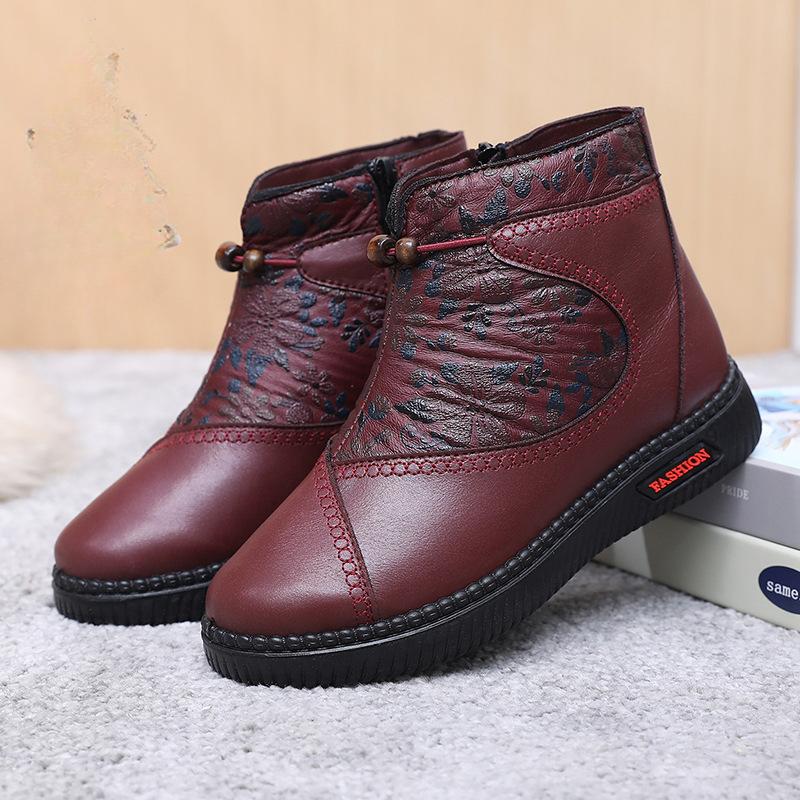 Зимняя хлопковая обувь 2024 года, женские зимние плюшевые хлопковые ботинки для людей среднего и пожилого возраста, женская утолщенная теплая и нескользящая обувь