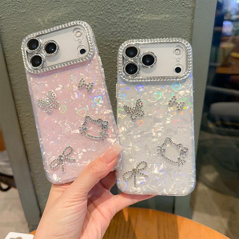 Бабочка полый КТ кот чехол для мобильного телефона для Iphone16Promax всесторонний Apple 17 узор ракушки жесткий чехол