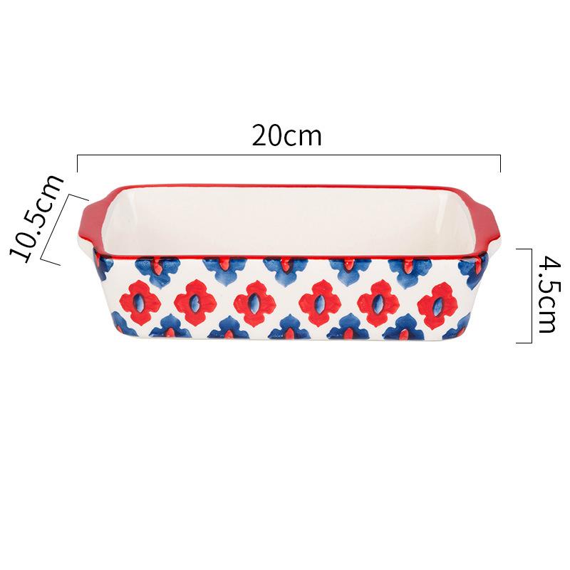Цветы Прямоугольная Овальная Форма для Выпечки с Ручкой Керамическое Блюдо для Выпечки Жаровня для Лазаньи Кухонная Салатница Сырная Форма для Запекания