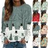 Women's Blouse Casual Long Sleeved Printed Round Neck Pullover T-shirt Top