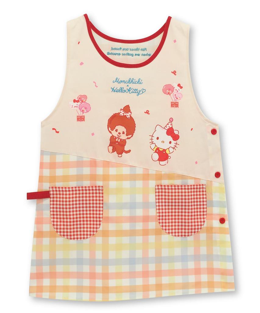 ON NISHIKI Monchhichi Популярный Персонаж Коллаборация Фартук для Детского Сада Фартук Второстепенного Персонажа Учителей, Женский, Взрослый, Вышитый, Пуговицы,