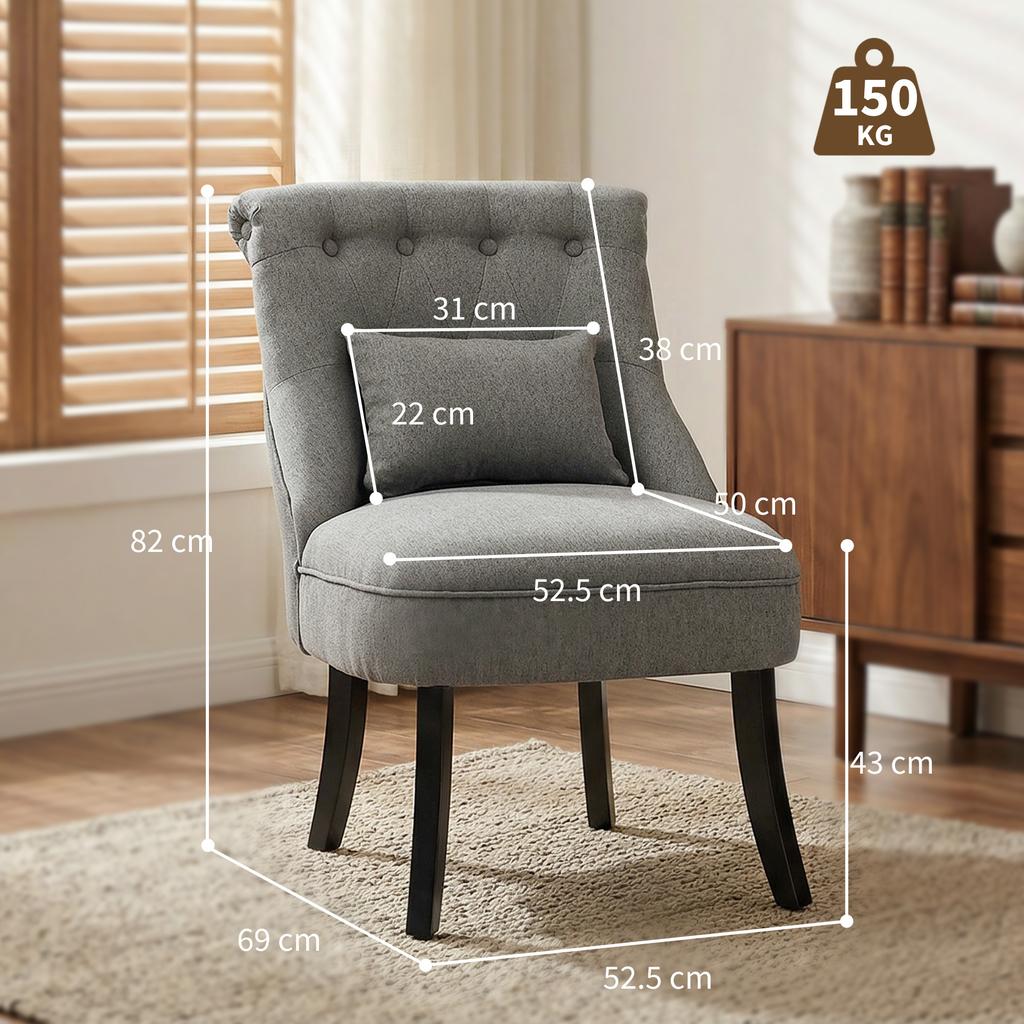 Fabric Single Sofa Dining Chair Tub Chair Upholstered With Pillow Solid Wood Leg Home Living Room Furniture Charcoal