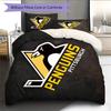 Pittsburgh Penguins Pattern Bedding Quilt Set  Home Decoration  Gift (1 * duvet cover + 2 * pillowcase  without core)