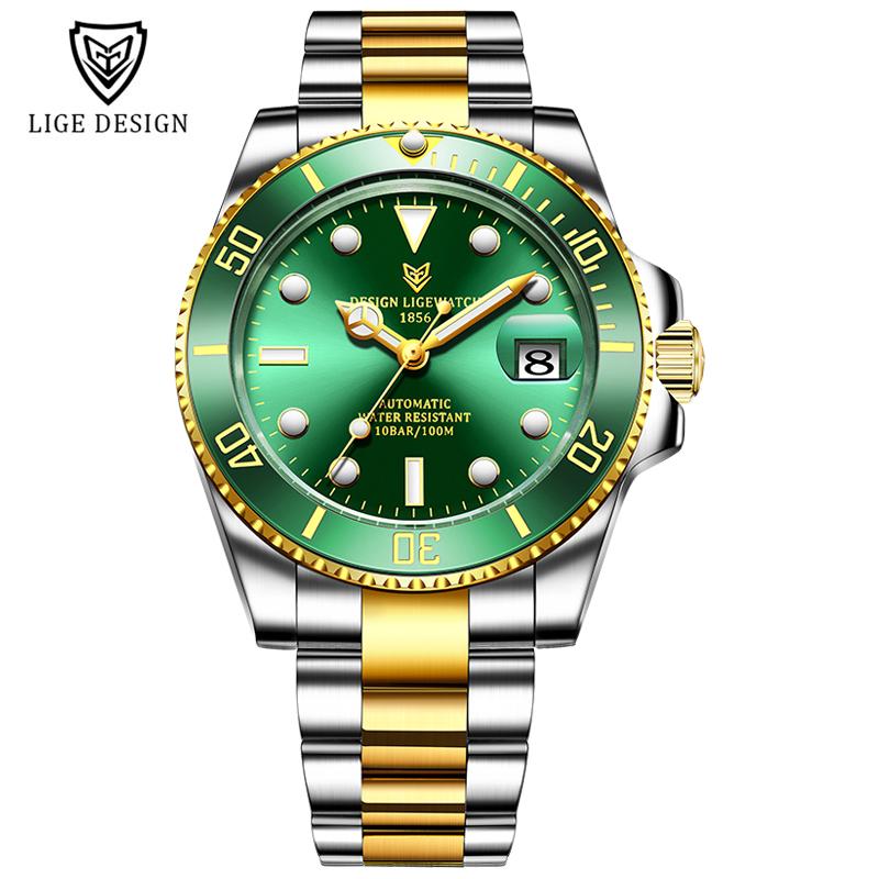 LIGE top Luxury Watch Men's Automatic Mechanical Tourbillon Clock Fashion Military Watch Men's Stainless Steel Waterproof Watch