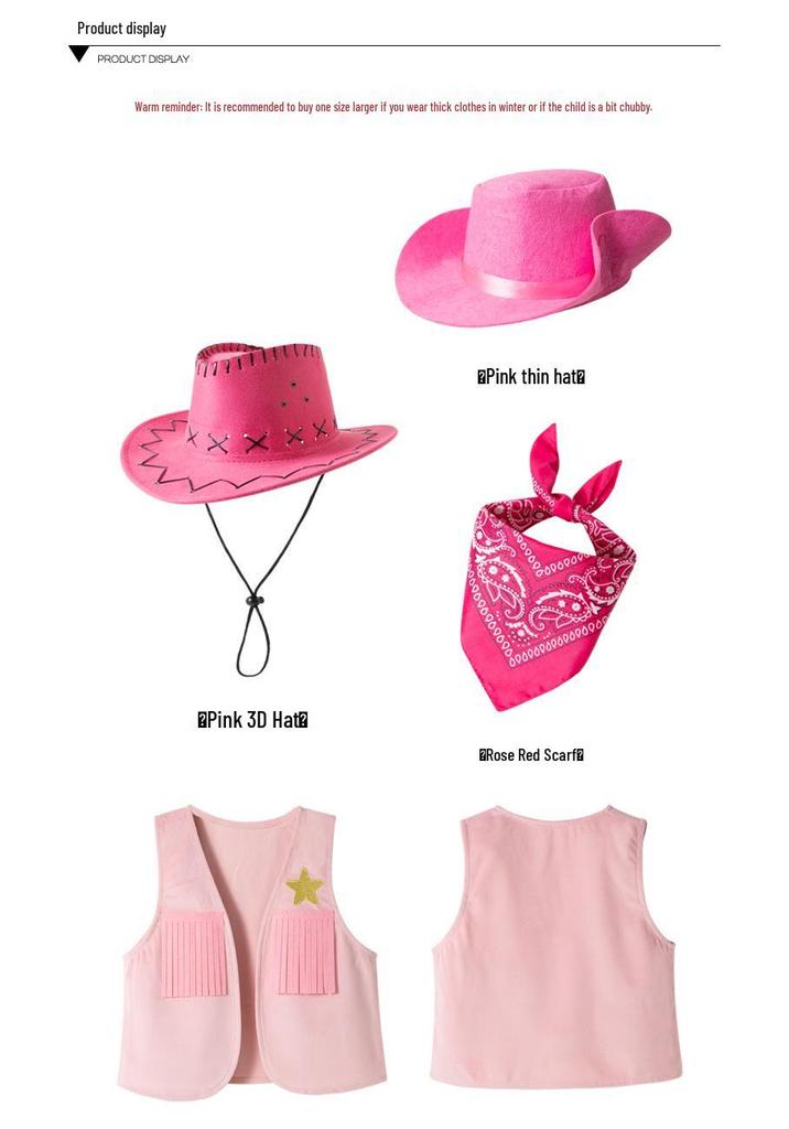 Girls' Western Cowboy Vest Costume with Tassel and Scarf for Festival or Role-Playing Events