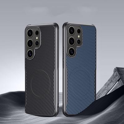 Мягкий магнитный чехол с текстурой из углеродного волокна для Samsung S25 Ultra S24 Plus S23 TPU гибридный силиконовый противоударный тонкий чехол для беспроводной зарядки