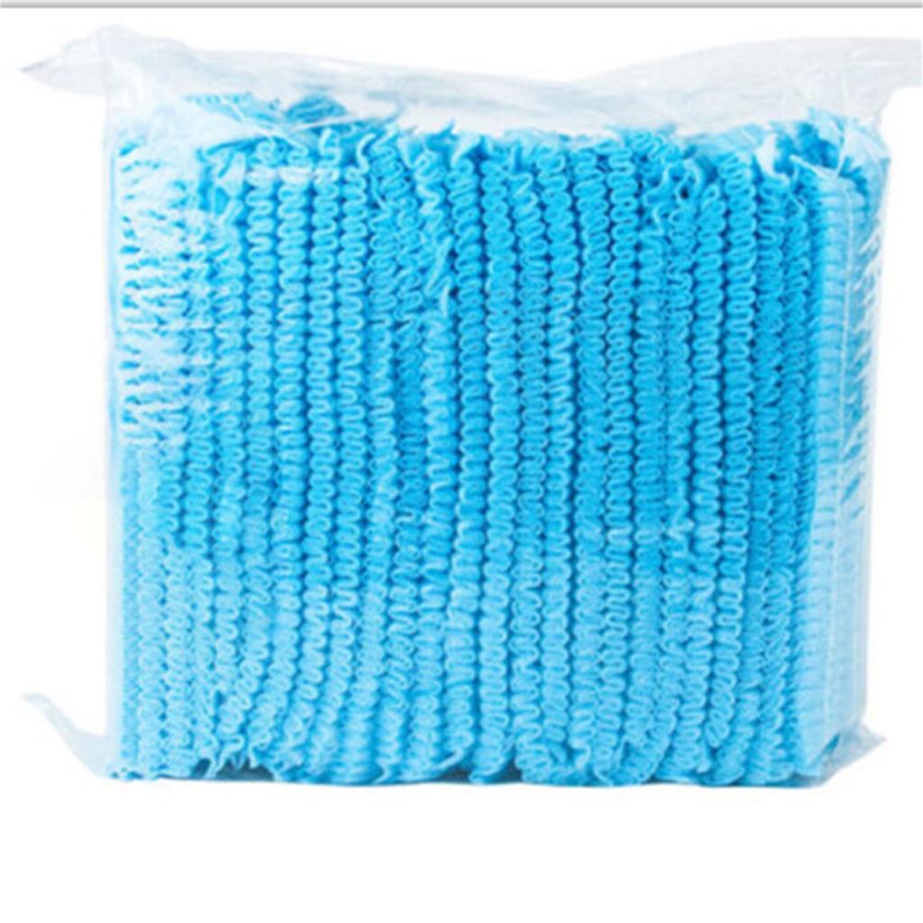 100pcs Disposable Blue Hair Nets/Caps Non-woven Head Cover for Food Services