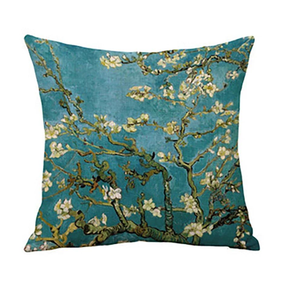 Van Gogh Painting Pillow Case Home Decor Linen Cushion Cover for Sofa Aesthetic Pillow Cover Star Night Sunflower Self-portrait