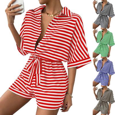 Женский удобный повседневный комбинезон с коротким рукавом, свитер, комбинезон, шорты