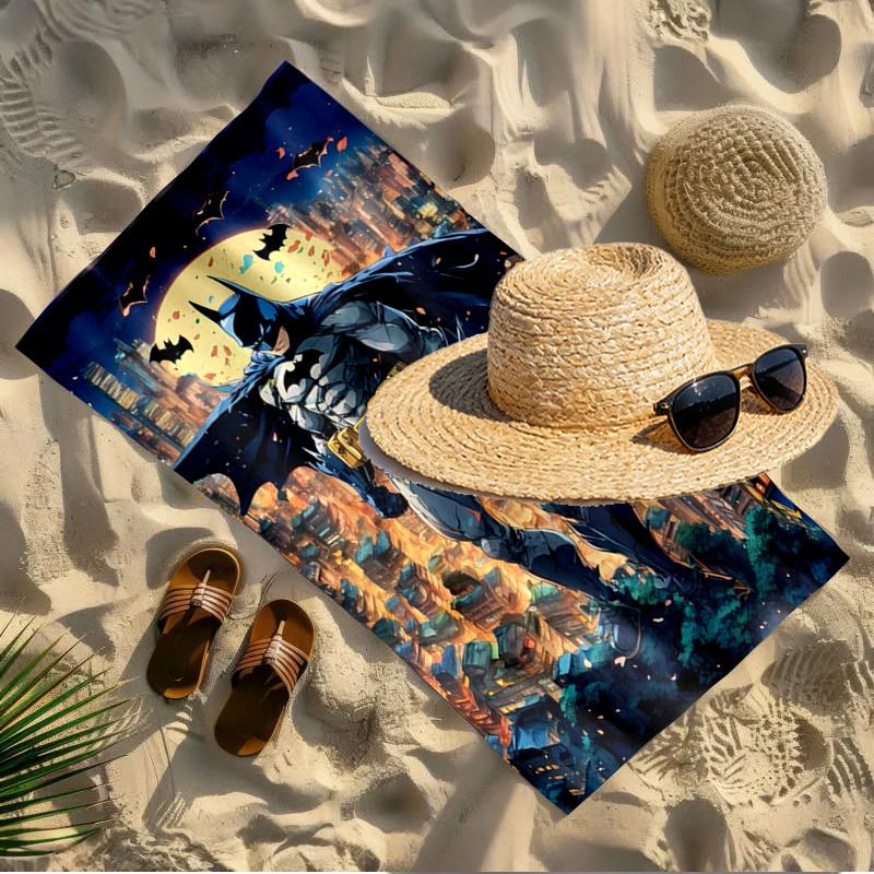 Superheroes Print Beach Towel Design, Soft, Lightweight. for Home Bathroom, Spa, Pool, Yoga, Surfing, Camping, Gift for Family, Friend