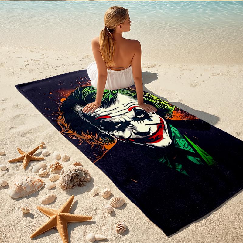 1Pc Joker'S Fiery Smile Beach Towel, Quick Dry, Multi-Use for Beach Pool Gym Yoga Home Travel, Christmas, Halloween, Xmas Gift S929387