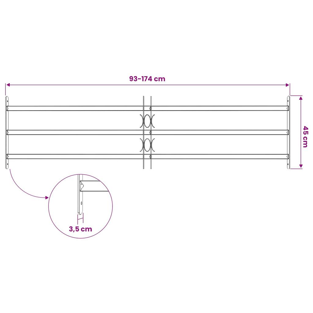 Window Security Grille with 3 Horizontal Bars 3 pcs 93 174 cm
