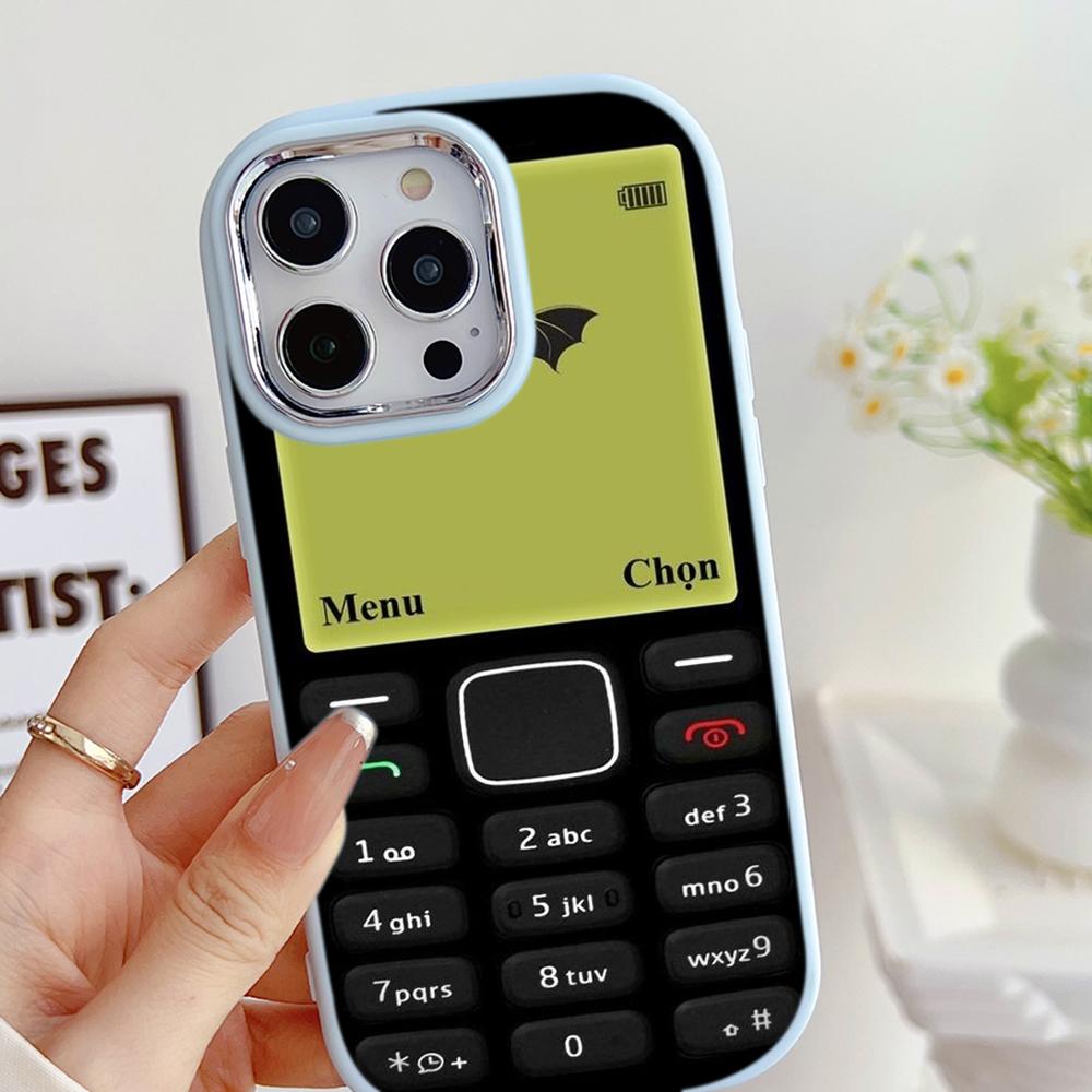 Для iPhone 13 14 15 Pro Max Samsung Galaxy A14 A15 A24 Xiaomi 13T Redmi 12C Мягкий пухлый чехол для телефона A45 Забавная кнопка в стиле ретро Художественный дизайн Чехол из ТПУ
